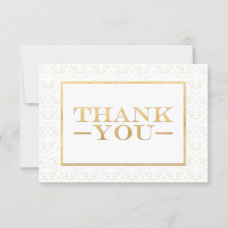 Cartão De Agradecimento Casamento de Fleur De Lis Branco e Dourado Obrigad