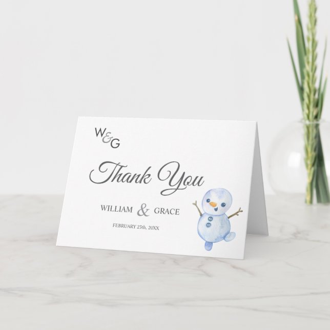 Cartão De Agradecimento Casamento de flocos de neve da Wonderland Winter (Frente)