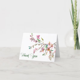 Cartão De Agradecimento Casamento de Flor de Cereja Rosa