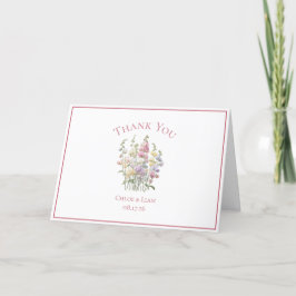 Cartão De Agradecimento Casamento De Flor De Ervilha Elegante Obrigado