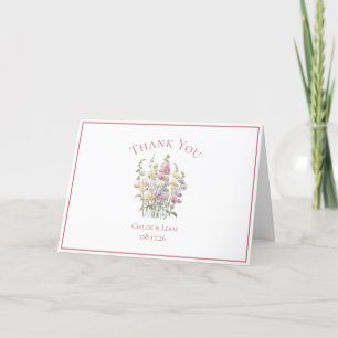 Cartão De Agradecimento Casamento De Flor De Ervilha Elegante Obrigado