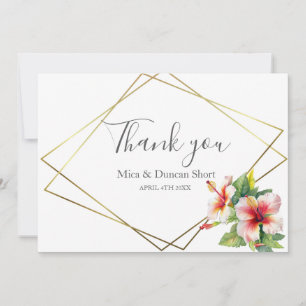 Cartão De Agradecimento Casamento de Flor de Hibisco Tropical Obrigado