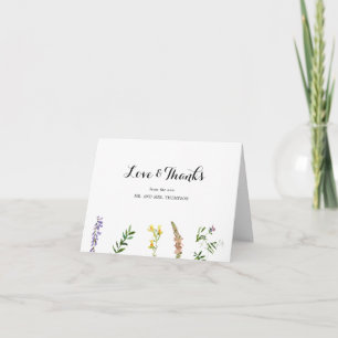 Cartão De Agradecimento Casamento de Flor Floral de Boho Russo Simples