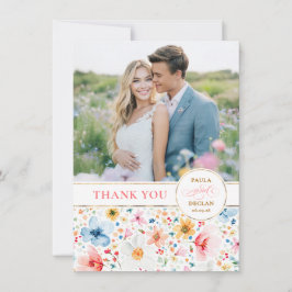 Cartão De Agradecimento Casamento De Flor Selvagem Dois Lados Obrigado Fot