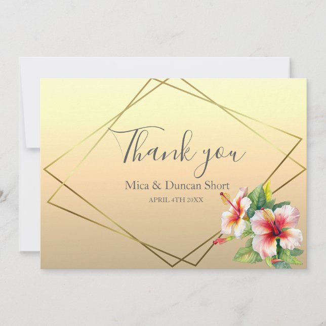 Cartão De Agradecimento Casamento de Flor Selvagem Moderno de Hibiscus Obr (Frente)