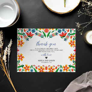 Cartão De Agradecimento Casamento de Flores Botânicas Coloridas Mexicanas