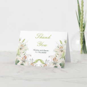 Cartão De Agradecimento Casamento de Flores Brancas