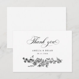 Cartão De Agradecimento Casamento De Flores De Elegante Floral