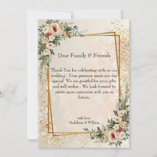 Cartão De Agradecimento Casamento de Flores de Jardim Elegante de Luxo