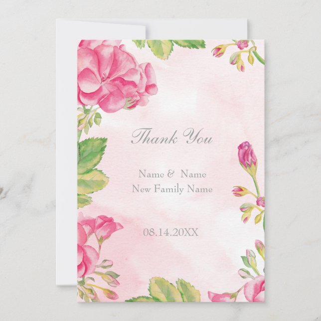 Cartão De Agradecimento Casamento de Flores de Verão Obrigado (Frente)