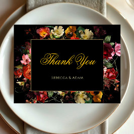 Cartão De Agradecimento Casamento de flores modernas e elegantes