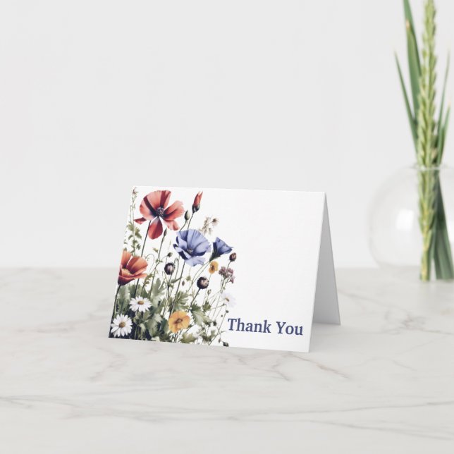 Cartão De Agradecimento Casamento de flores selvagens (Frente)