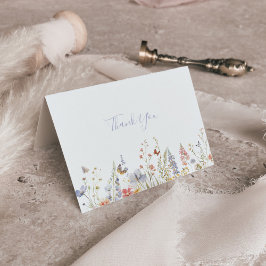 Cartão De Agradecimento Casamento de Flores Selvagens de Verão Multicolore