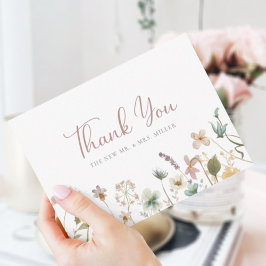 Cartão De Agradecimento Casamento de Flores Silvestres