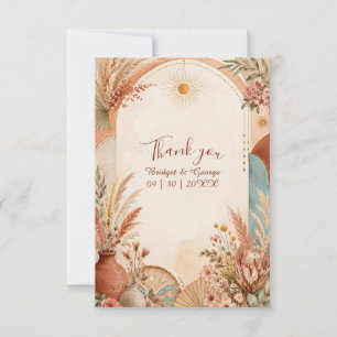 Cartão De Agradecimento Casamento de flores silvestres Boho Rústico Pampas