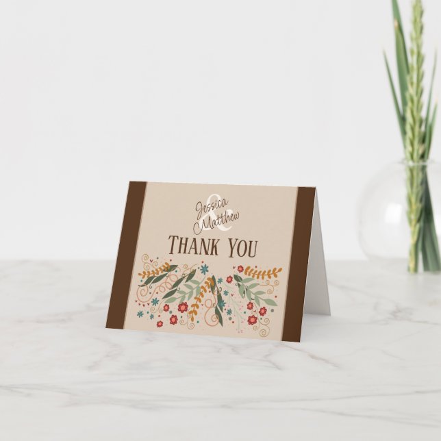 Cartão De Agradecimento Casamento de Flores Silvestres Elegância Inspiraçã (Frente)