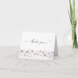 Cartão De Agradecimento Casamento de Flores Silvestres Pastel Vintage