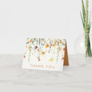 Cartão De Agradecimento Casamento de Flores Silvestres Rústicas