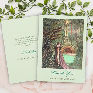 Cartão De Agradecimento Casamento de Florestas Verdes e Rosa Elegantes