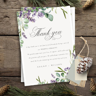 Cartão De Agradecimento Casamento de Folhagem Eucalyptus Leafy, Lavanda El