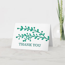 Cartão De Agradecimento Casamento de Folhagem Simples Verde Obrigado