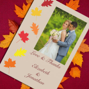 Cartão De Agradecimento Casamento de Folhas
