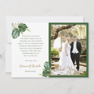 Cartão De Agradecimento Casamento de Folhas de Palmeira Verde Aquarela Tro