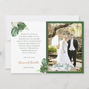 Cartão De Agradecimento Casamento de Folhas de Palmeira Verde Aquarela Tro