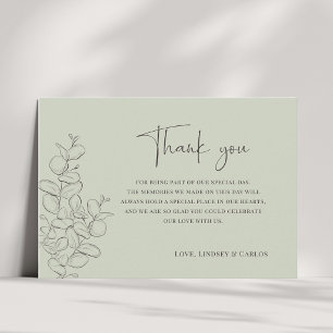 Cartão De Agradecimento Casamento de folhas desenhadas à mão minimalistas 