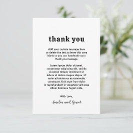 Cartão De Agradecimento Casamento de Fonte Retro Preto e Branco Moderno