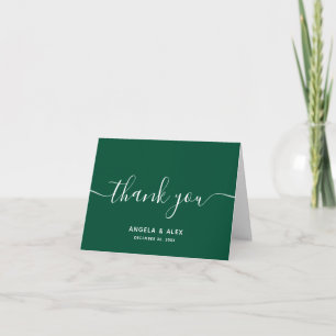 Cartão De Agradecimento Casamento de Fontes Elegante Contemporâneo Verde 