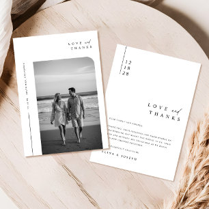 Cartão De Agradecimento Casamento de Foto Boho com Tipografia Minimalista 