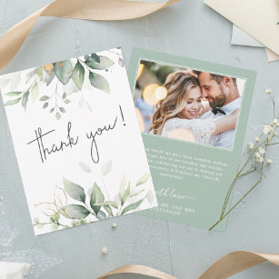Cartão De Agradecimento Casamento de foto botânica de eucalipto elegante