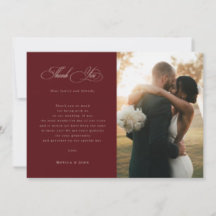 Cartão De Agradecimento Casamento de Foto Burgundy & Marfim Vintage Old Mo