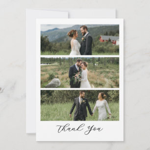 Cartão De Agradecimento Casamento de Foto com Roteiro Moderno