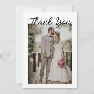 Cartão De Agradecimento Casamento de Foto com Roteiro Moderno
