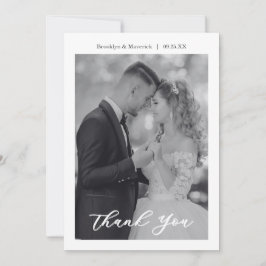 Cartão De Agradecimento Casamento de Foto com Roteiro Moderno