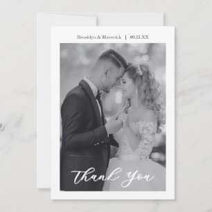 Cartão De Agradecimento Casamento de Foto com Roteiro Moderno