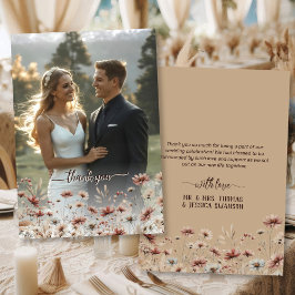 Cartão De Agradecimento Casamento de Foto Completa de Flores Silvestres Rú