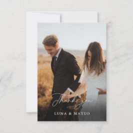 Cartão De Agradecimento Casamento de Foto da Flor Elegante Burgundy Obriga