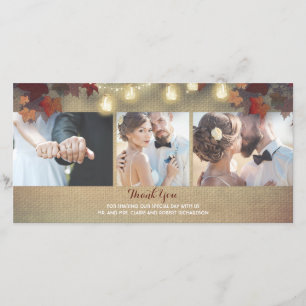 Cartão De Agradecimento Casamento de Foto de Fall Leaves e Mason Jars Obri