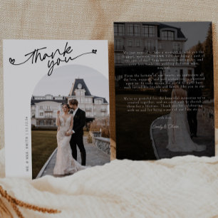 Cartão De Agradecimento Casamento de Foto do Coração com Script Elegante M