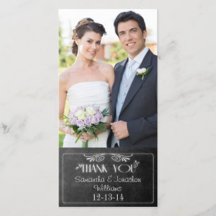 Cartão De Agradecimento Casamento de Foto em Quadro Negro Obrigado