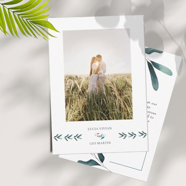 Cartão De Agradecimento Casamento de Foto Eucalyptus com Greenery (Criador carregado)