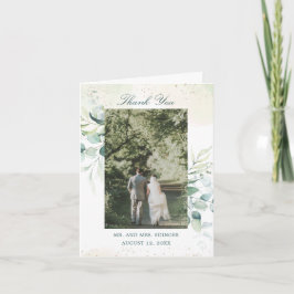 Cartão De Agradecimento Casamento de Foto Eucalyptus Elegante