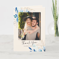 Casamento de Foto Floral de Cor Azul Personalizada