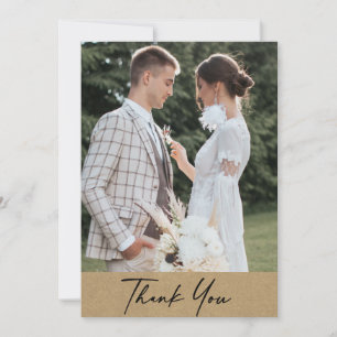 Cartão De Agradecimento Casamento de Foto Kraft Rústico Moderno