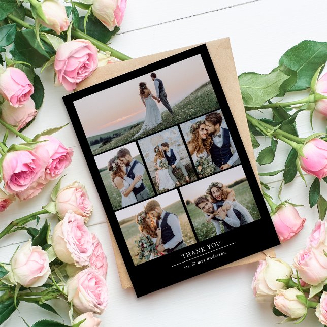 Cartão De Agradecimento Casamento de Foto Minimalista 7 (Criador carregado)