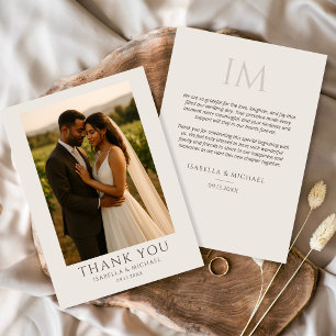 Cartão De Agradecimento Casamento de Foto Minimalista Elegante