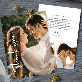 Cartão De Agradecimento Casamento de Foto Minimalista Elegante